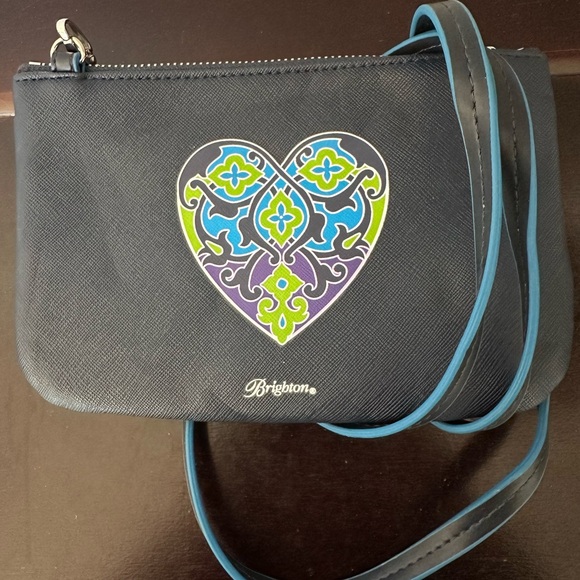 Brighton Lovely Blue Heart Pouch/Wristlet NWOT - Picture 2 of 5